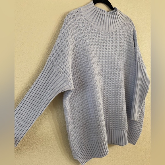 French Connection Light Blue Babysoft Mock Neck Rib Sweater M (6-8) - Picture 3 of 7